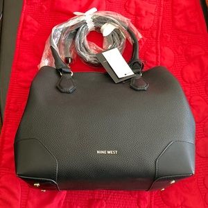 Nine West Brooklyn Jet Set Carryall Satchel Bag Black